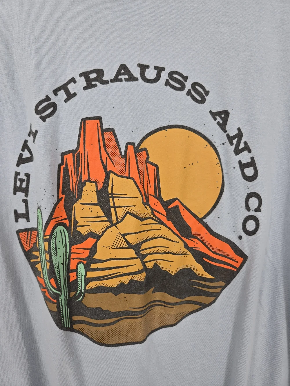 Levi's Light Blue Gray SS Tee with Southwestern Graphic Large (7142)